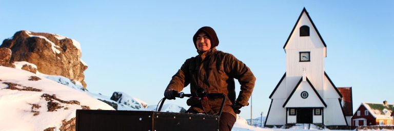 Vélo cargo sur la neige au Groënland